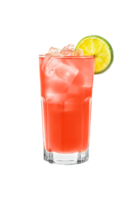 Sea Breeze cocktail with lime wheel garnish transparent isolated background. Mixology, bar menu, colorful vibrant refreshing drink in highball glass png