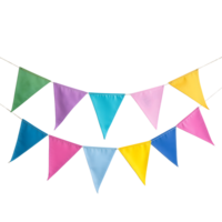 A group of colorful bunting flags hanging on a string png