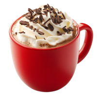 A red cup with whipped cream and chocolate png