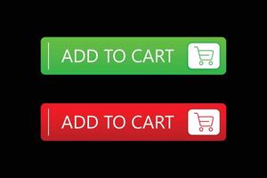 button design add to cart red and green design vector