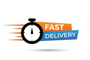 fast delivery clock with color orange and sky blue design vector