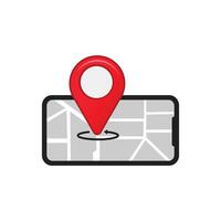 red pin point map address location pointer on phone vector