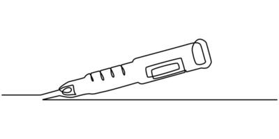 Continuous one line drawing of a syringe symbol vector