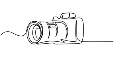 Camera one continuous line drawing illustration vector