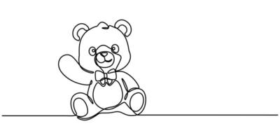 Teddy Bear Simple Thin Line Icon Design Element Continuous One Line Drawing vector