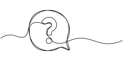 Continuous line drawing of speech bubble Question mark vector