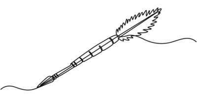 Tribal arrows feathers continuous one line drawing vector