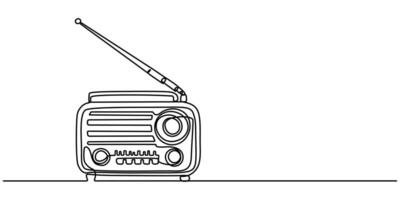 Continuous one line drawing of retro radio player vintage radio player vector