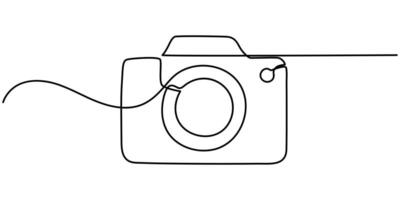 Camera in continuous one line drawing Photography and travel gadget minimalist concept vector