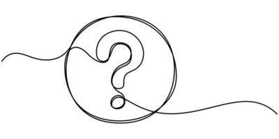 Question mark in speech bubble continuous one line art drawing hand drawn asking sign vector