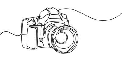 continuous one line drawing of camera linear Isolated style Hand drawn design vector
