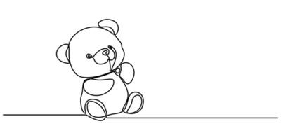 Teddy Bear Continuous One Line Drawing vector