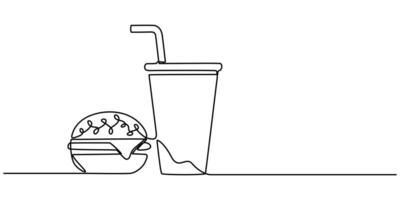Fast Food Continuous One Line Drawing Editable Stroke vector
