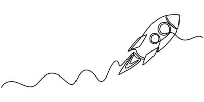 Continuous One Line Drawing of Spaceship Icon Hand Drawn Symbol Illustration vector