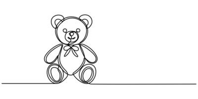 Continuous Line Drawing of Teddy Bear Icon Hand Drawn Symbol Illustration vector