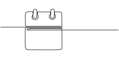 Empty loose leaf calendar in continuous one line drawing vector