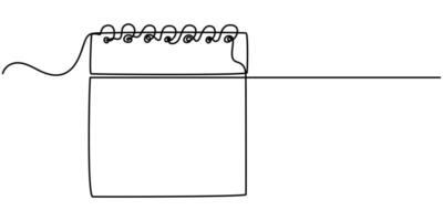 loose leaf calendar in one continuous one line art drawing illustration vector