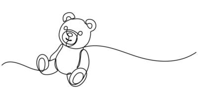 Teddy Bear Continuous One Line Drawing editable Stroke for Easy Editing vector