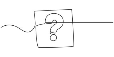 Continuous line question mark drawn single black line One line drawing illustration vector