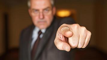 Assertive Businessman Pointing with Intention photo