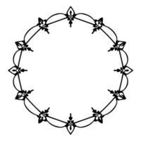 Intricate Black Floral Border on White Background, Geometric Circular Pattern, Symmetrical Artistic , Ornamental Decorative Frame vector