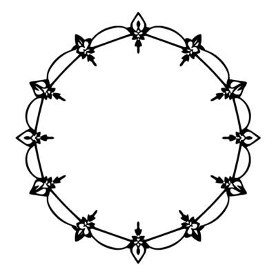 Intricate Black Floral Border on White Background, Geometric Circular Pattern, Symmetrical Artistic , Ornamental Decorative Frame