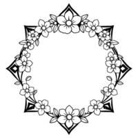 Elegant Black and White Floral Frame with Starburst Motif and Negative Space for Text or Imagery. vector