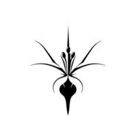 Minimalist Abstract Floral Featuring Stylized White Petals and Black Central Elements, on a Clean White Background vector