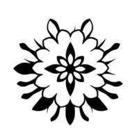 Symmetrical Floral in Black, White, and Gray, with Detailed Petal and Leaf Elements on a Pure White Backdrop, Creating a Modern, Elegant Pattern. vector