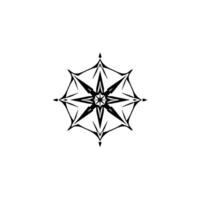 Intricate black and white starburst , symmetrical, geometric, isolated on a clean white background. vector
