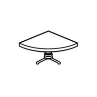 illustration of a stylized, triangular corner table with a decorative, fluted pedestal base and threelegged support. vector
