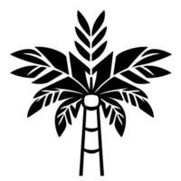 Bold, symmetrical black and white of a stylized palm tree, showcasing geometric leaves against a clean white backdrop. vector