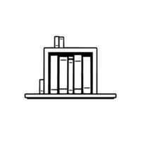 Minimalist Illustration of a Bookshelf with Stacked Books, Emphasizing Structure and Literary Theme in Monochrome. vector