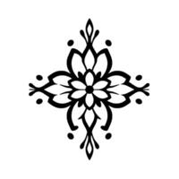 Symmetrical Floral with Bold Black Strokes on a Clean White Background, Showcasing Delicate Petals and Ornamental Details vector