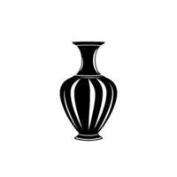 A stark black and white illustration of an elegant, decorative vase, featuring vertical ribbed details on a plain white background. vector