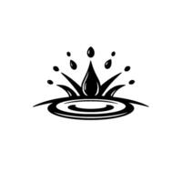 Stylized Black Water Drop Splashing Outward, Creating a Central Crown Effect Against a White Background. vector