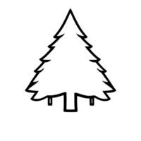 Simple, Line Art Illustration of a Coniferous Christmas Tree with a Thick, Black Outline on a White Background. vector