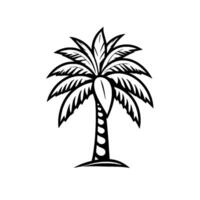 Bold Black and White Stylized Palm Tree Illustration with Intricate Leaf Detailing on White Backdrop, Minimalist . vector