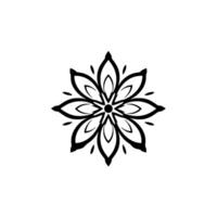 Symmetrical Black and White Floral Mandala , Elegant Simplicity on a Clean White Backdrop, Circular Shape, Intricate Pattern. vector