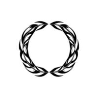 Black and White Circular Laurel Wreath , Composed of Stylized Leaf Shapes on a Blank White Background. vector