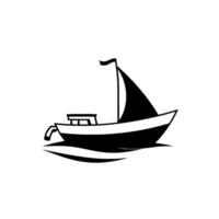 Monochromatic Silhouette of a Sailboat on Water Black and White Nautical Illustration with Mast and Flowing Lines. vector