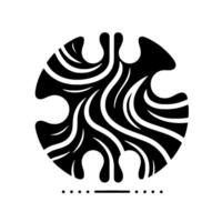 Abstract Black and White Circular with Organic Curves and Stylized Amoebalike Shape, with Dots and Dashes below vector