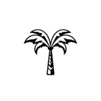 Minimalist black and white art of a stylized palm tree with symmetrically arranged fronds against a clean white backdrop. vector