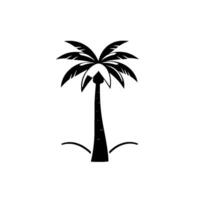 Minimalist Black and White Palm Tree on White Background Simple Tropical Silhouette. vector