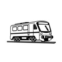 A Clean, Black and White Illustration of a Modern Train, Depicting Its Side View on Tracks, Ideal for Minimalist Designs. vector