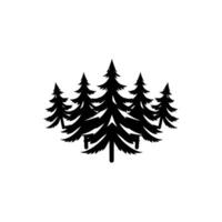 Silhouetted Black Evergreen Trees Cluster on White Background, Simple and Clean for Nature or Outdoors. vector