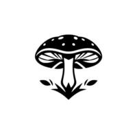 Simple, Elegant Black and White Mushroom with Dots, Minimalist , Isolated on White Background. vector