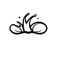 Abstract Black Ink Splatter with Droplets, Decorative Curlicues, and Art on White Background vector