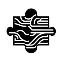 Abstract Black Puzzle Piece with White Geometric Lines, Representing Interconnectedness and Modern . vector