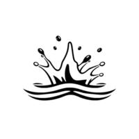 Monochrome Illustration of Water Splash with Droplets Rising and Ripples in the Waves from the Impact vector